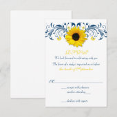 Réponse de mariage florale jaune bleu marine Tourn (Devant / Derrière)