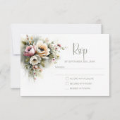 Réponse de Mariage Florale Rose et Orange Rustique (Devant)