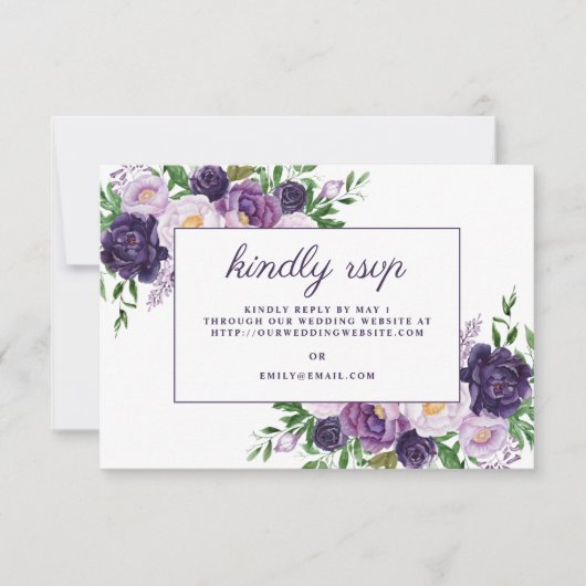 Réponse de mariage florale violet élégant de prune (Devant)