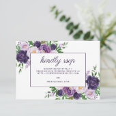 Réponse de mariage florale violet élégant de prune (Debout devant)