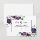 Réponse de mariage florale violet élégant de prune (Devant / Derrière)
