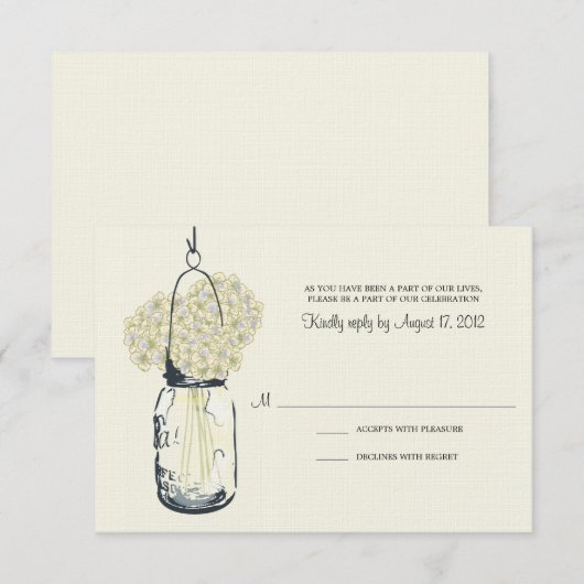 Réponse de mariage Hydrangea & Mason Jar (Devant / Derrière)