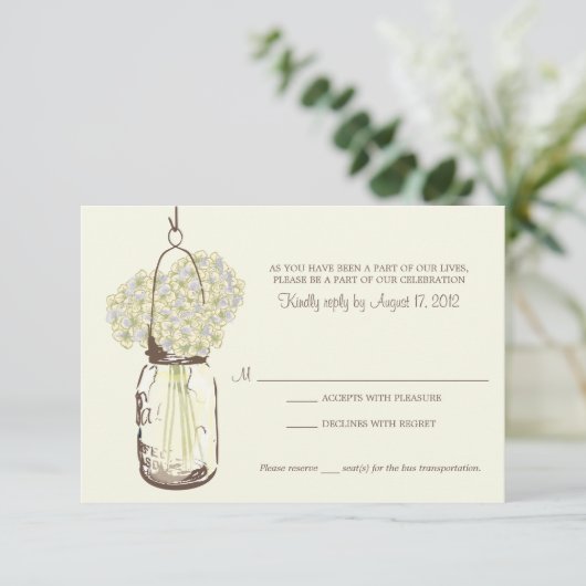 Réponse de mariage Hydrangea & Pot Mason (Debout devant)