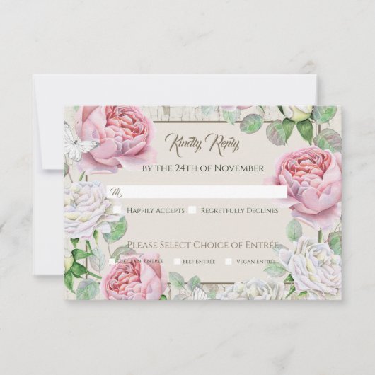 Réponse de mariage Jardin de roses roses (Devant)