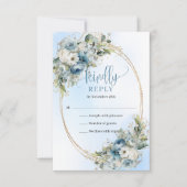 Réponse de mariage Luxe Bleu Eucalyptus Or (Devant)