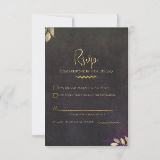 Réponse de mariage Luxe Or en velours noir de char (Devant)