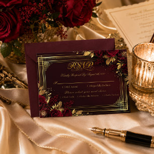 Réponse de Mariage Luxueuse Rose Bourgogne Or