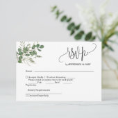 Réponse de mariage manuscrite Eucalyptus (Debout devant)