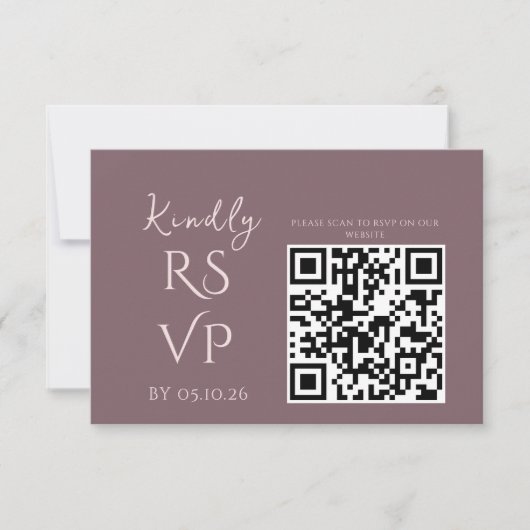 Réponse de mariage Minimal Chic prune et rose (Devant)