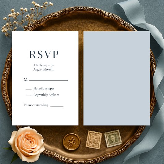 Réponse de mariage minimaliste bleu côtier