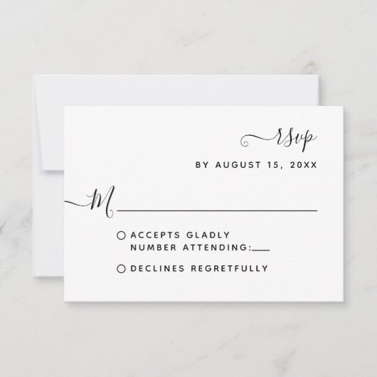 Réponse de mariage minimaliste bohème script (Devant)