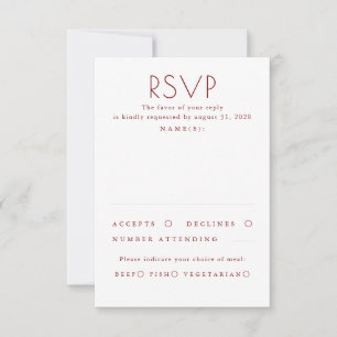 Réponse de mariage minimaliste moderne rouge et bl