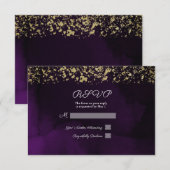 Réponse de mariage moderne aquarelle pourpre royal (Devant / Derrière)