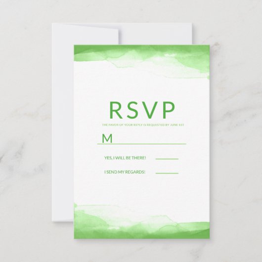 Réponse de mariage moderne aquarelle vert citron v (Devant)