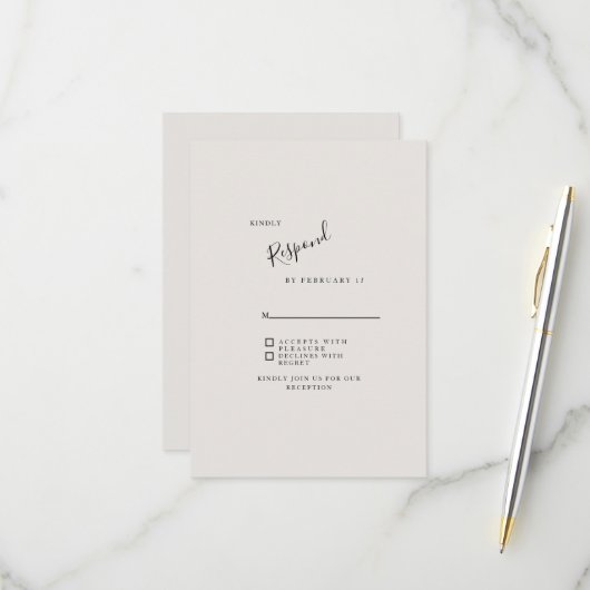 Réponse de mariage moderne simple beige neutre (Devant/Arrière en situation)