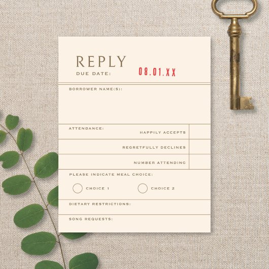 Réponse de mariage neutre de livre de bibliothèque