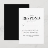 Réponse de mariage noir et blanc (Devant / Derrière)