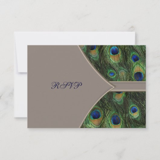 Réponse de mariage paon bleu marron (Devant)