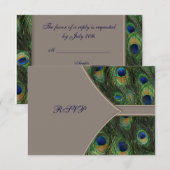 Réponse de mariage paon bleu marron (Devant / Derrière)