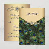 Réponse de mariage Paon Or Emeraude (Devant / Derrière)