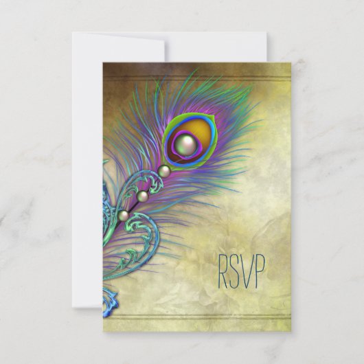 Réponse de mariage paon vintage (Devant)