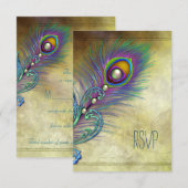 Réponse de mariage paon vintage (Devant / Derrière)