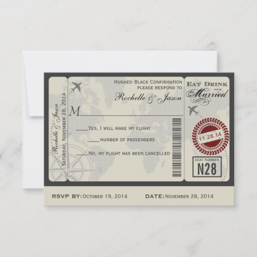Réponse de mariage par billet de compagnie aérienn (Devant)