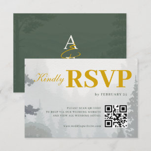 Réponse de mariage QR aquarelle forêt rustique ver