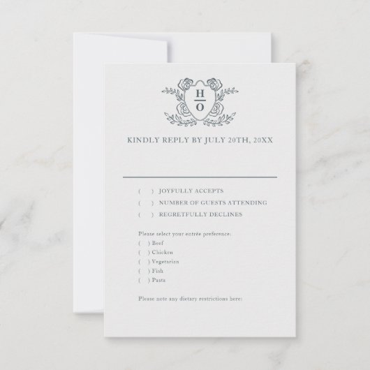 Réponse de mariage Régence au blason vintage (Devant)