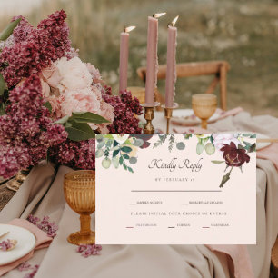 Réponse de mariage riche Bourgogne & rose tendre