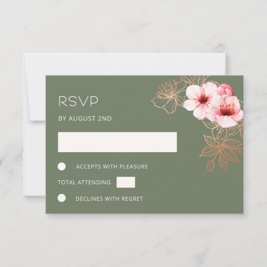 Réponse de mariage Rose Gold Florale (Devant)