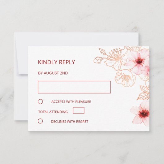 Réponse de mariage Rose Gold Florale (Devant)