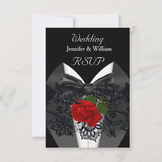 Réponse de mariage Rose Rouge Profond Tuxedo Noir  (Devant)