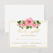 Réponse de mariage roses roses en or blanc (Devant / Derrière)