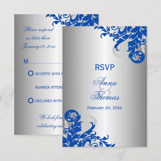 Réponse de mariage Royal Blue et argenté (Devant / Derrière)