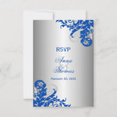 Réponse de mariage Royal Blue et Silver Flourish (Devant)
