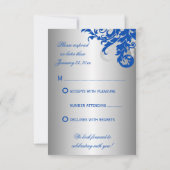 Réponse de mariage Royal Blue et Silver Flourish (Dos)