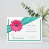 Réponse de Mariage Ruban Turquoise Gerbera Daisy R (Debout devant)