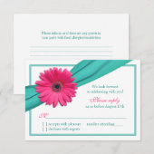 Réponse de Mariage Ruban Turquoise Gerbera Daisy R (Devant / Derrière)