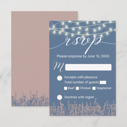 Réponse de mariage rustique bleu poussiéreux lavan (Devant / Derrière)