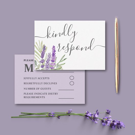 Réponse de mariage Rustique Lavande & Eucalyptus