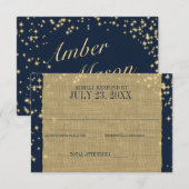 Réponse de mariage Rustique Navy et Or Twinkle (Devant / Derrière)