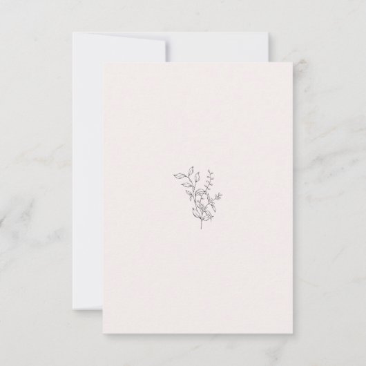 Réponse de mariage simple feuillage or texte rose (Dos)