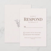Réponse de mariage Simple Foliage Texte Or Blush (Devant / Derrière)