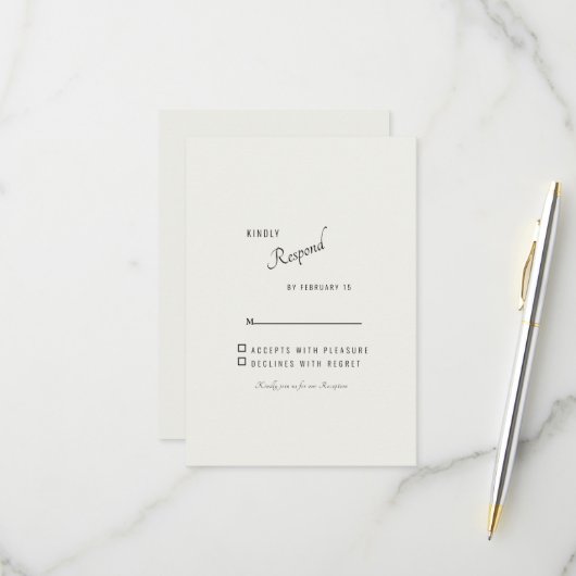 Réponse de mariage simple moderne crème RSVP (Devant/Arrière en situation)