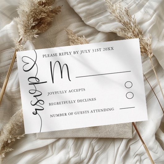 Réponse de mariage simple noir et blanc