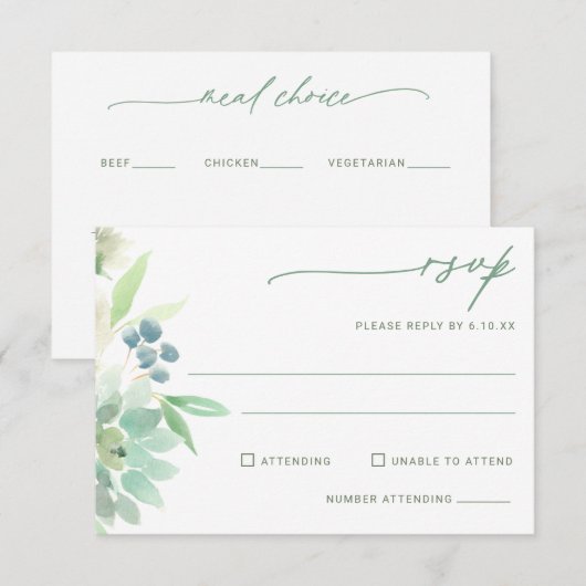 Réponse de mariage Succulent Cactus Aquarelle (Devant / Derrière)