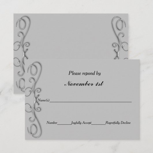 Réponse de mariage Tourbillons d'argent ou invitat (Devant / Derrière)