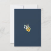 Réponse de Mariage Tournesol Or & Texte Marine (Dos)