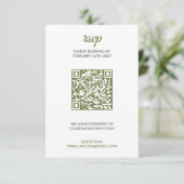 Réponse de mariage Vert Sauge avec code QR (Debout devant)